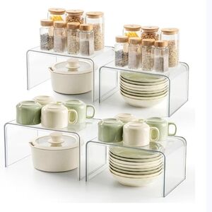 Clear Acrylic Pantry Shelf Riser Organizer - Set of 4
